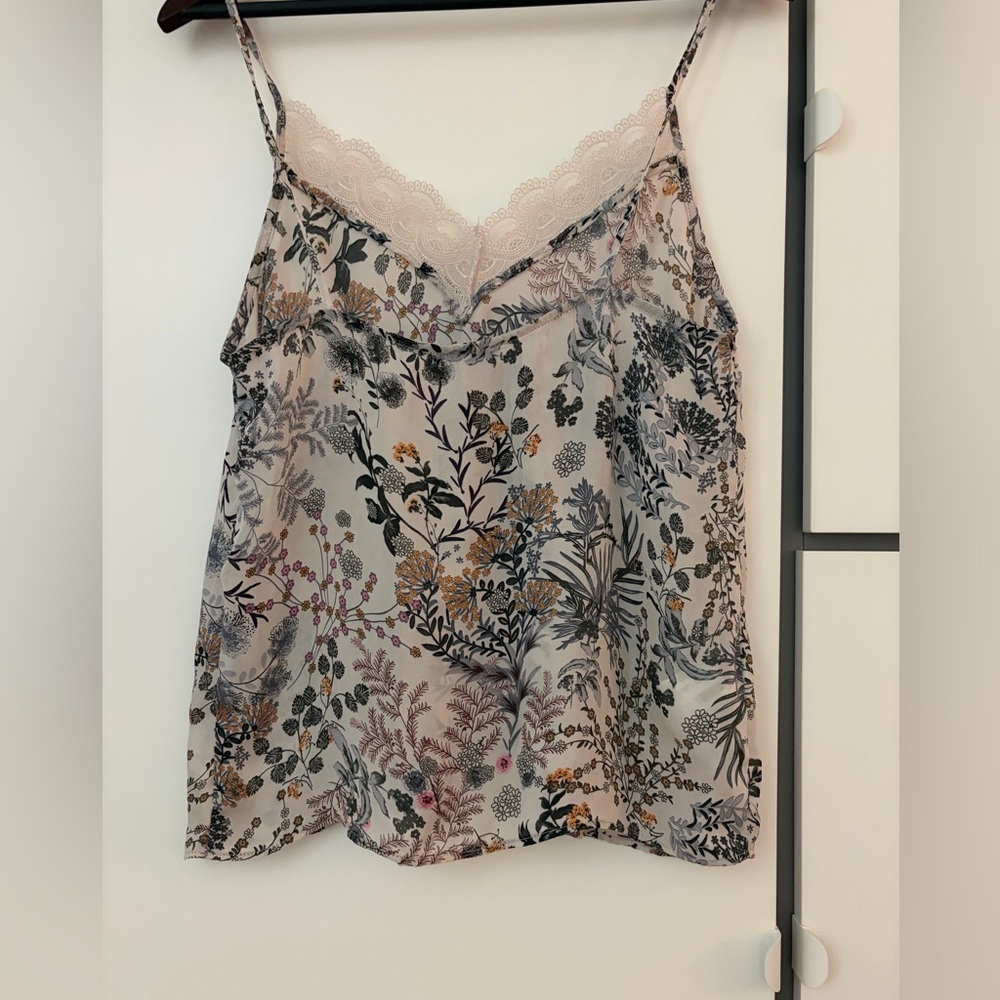 Mango Pink Floral Lace-Trim Camisole